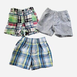 Garanimals/carter’s plaid /striped pull-up pants set of 3 elastic waist Boy 12Mo